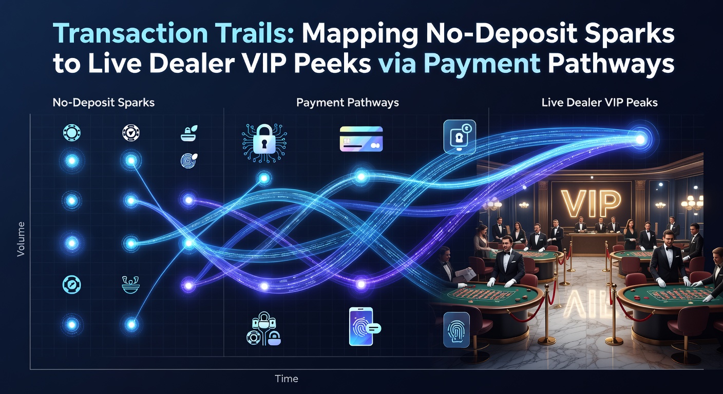 Grafische Darstellung von Transaktionspfaden, die No-Deposit-Boni mit VIP-Leveln in Live-Dealer-Casinos verbinden